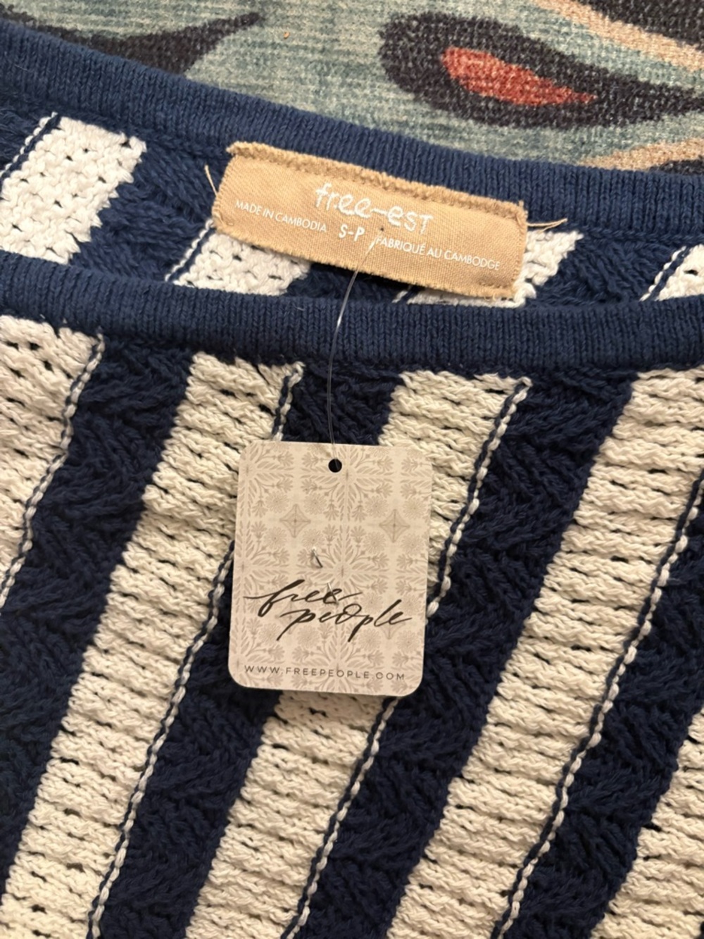 Free People Free-est Joan Fauxchet Navy & White Striped Wide-Leg Pant Set - Picture 14 of 14